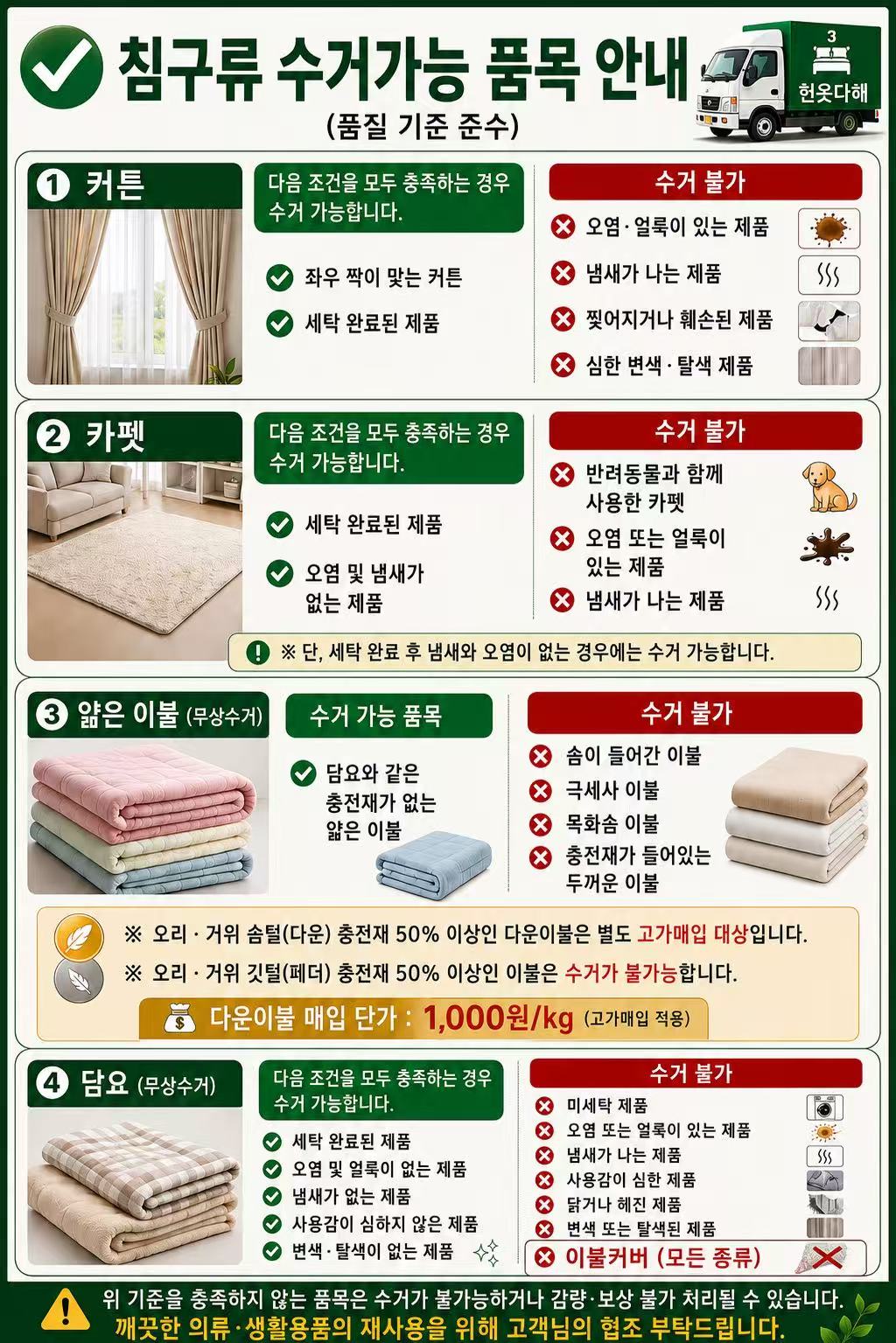침구류 수거 안내
